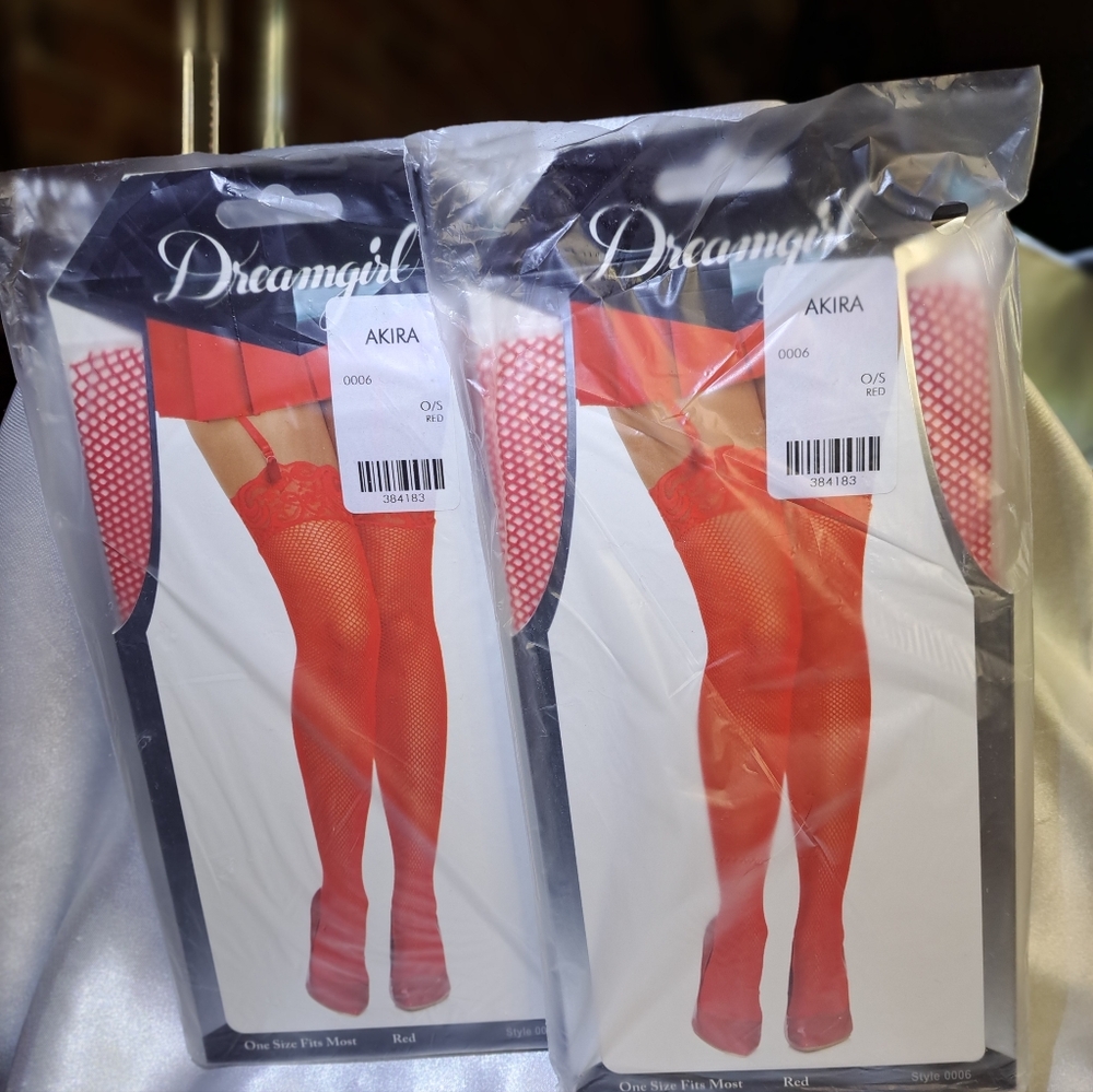 AKIRA Red Thigh High Stockings